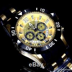 Mens Pro Diver III Invicta 50 MM Chronographe En Or 18 Kt Plaqué Black Watch Nouveau