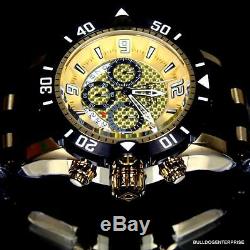 Mens Pro Diver III Invicta 50 MM Chronographe En Or 18 Kt Plaqué Black Watch Nouveau