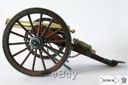 Métal Plaqué Par Or 24k Cannon De Guerre Civile Construit Modèle 9.8 Artillerie De Campagne Des Etats-unis 1857