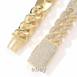 Moissanite Blanc Or Plaqué Ice Cuban Bracelet En Hip Hop Style Vvs1 20mm