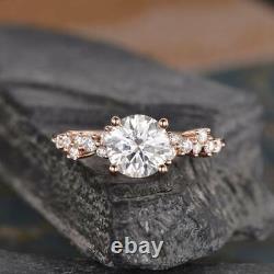 Moissanite Round Infinity Cluster Engagement Anneau 1,50 Ct 14k Rose Plaqué Or
