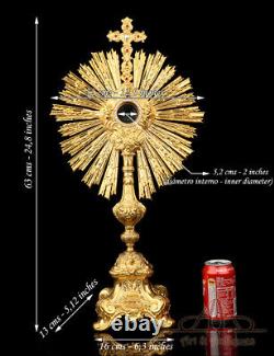 Monstrance Antique En Métal Plaqué Or Bejeweled. Début Du Xxe Siècle