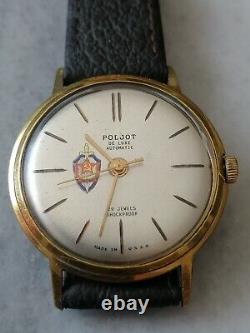 Montre-bracelet vintage Poljot De Luxe 29 rubis automatique - Officier du KGB plaqué or