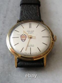 Montre-bracelet vintage Poljot De Luxe 29 rubis automatique - Officier du KGB plaqué or