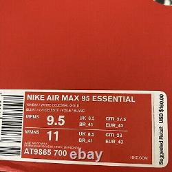 Nike Air Max 95 Essential Mens Taille 9.5 Blé Blanc Céleste Or At9865-700
