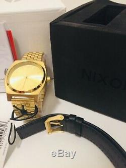 Nixon Time Teller Pack Gold Métal / Cuir Interchangeable 2 Bracelet Nwt