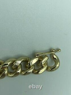 Nouveau Logo Alexander Mcqueen Razor Heavy Gold Tone ID Plate Chain Link Bracelet 8