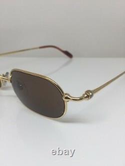 Nouvelles Lunettes De Soleil Vintage Cartier Orfy Thin Rim Frame 18k Gold Plaqué 1990s France