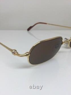 Nouvelles Lunettes De Soleil Vintage Cartier Orfy Thin Rim Frame 18k Gold Plaqué 1990s France