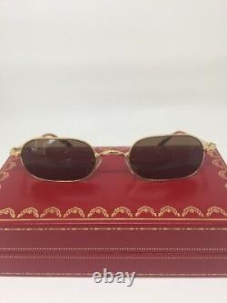 Nouvelles Lunettes De Soleil Vintage Cartier Orfy Thin Rim Frame 18k Gold Plaqué 1990s France