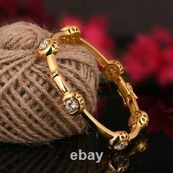 Or Jaune Plaqué Cubic Zirconia Bangle 925 Argent Bracelets De Mariage