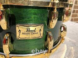 Pearl Masters Custom Snare 24k Plaqué Or Matériel 14 X 6 1/2 Nouvelles Têtes Remo