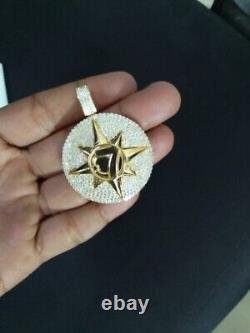 Pendentif 7 étoiles en or jaune plaqué 14 carats avec zircone cubique blanche taillée en rond de 2,20 carats