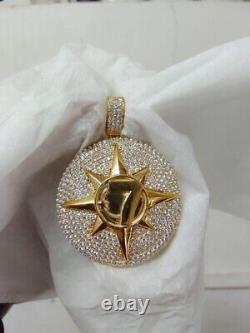 Pendentif 7 étoiles en or jaune plaqué 14 carats avec zircone cubique blanche taillée en rond de 2,20 carats