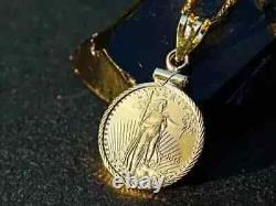 Pendentif American Eagle Liberty en pièce de monnaie avec chaîne gratuite en or jaune plaqué argent 14 carats