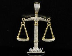 Pendentif 'Balance de Justice' en Moissanite plaqué or jaune 14 carats de 0,40 Ct pour Lui et Elle