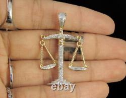 Pendentif 'Balance de Justice' en Moissanite plaqué or jaune 14 carats de 0,40 Ct pour Lui et Elle