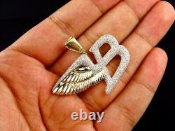 Pendentif Bentley Flying B pour homme avec diamants simulés en argent plaqué or 14k bicolore