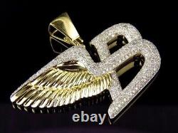 Pendentif Bentley Flying B pour homme avec diamants simulés en argent plaqué or 14k bicolore