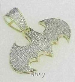 Pendentif Charme Batman en Moissanite taillée ronde de 2,00 Ct pour Homme en Plaqué Or Jaune 14 carats