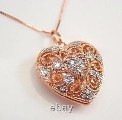 Pendentif Fantaisie en Forme de Coeur en Diamant Simulé Taille Ronde Plaqué Or Jaune 14 carats