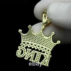 Pendentif charme couronne de roi en diamant simulé taille ronde 2Ct plaqué or jaune 14K