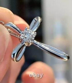 Pendentif croix pour femme en diamant de 1,5 ct créé en laboratoire, coupe ronde, plaqué or blanc 14 carats