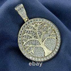 Pendentif de charme pour homme en moissanite taillée en rond de 1,50 carats, plaqué or jaune 14 carats