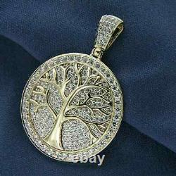 Pendentif de charme pour homme en moissanite taillée en rond de 1,50 carats, plaqué or jaune 14 carats