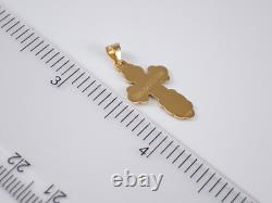 Pendentif de charme unisexe croix orthodoxe vintage plaqué or jaune 14 carats chaîne de 18 pouces