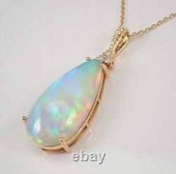 Pendentif de collier en opale de feu naturelle taillée en poire de 3 carats plaqué or jaune 14 carats