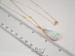 Pendentif de collier en opale de feu naturelle taillée en poire de 3 carats plaqué or jaune 14 carats