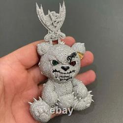 Pendentif de lettre de dessin animé personnalisé en argent plaqué or 14 carats avec diamant simulé