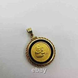 Pendentif de pièce de monnaie en lingot d'un dixième d'once 999 Chine Panda Yuan 14k plaqué or jaune