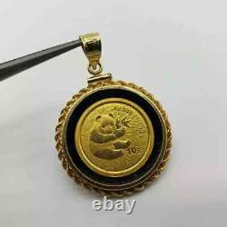 Pendentif de pièce de monnaie en lingot d'un dixième d'once 999 Chine Panda Yuan 14k plaqué or jaune