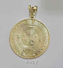 Pendentif en charme pour hommes grands avec calendrier aztèque maya design en plaqué or jaune 14K