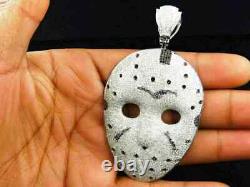 Pendentif en forme de masque de Jason avec diamant créé en laboratoire de coupe ronde de 6 carats en argent plaqué or blanc