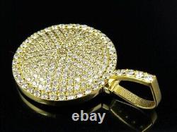 Pendentif en grappe de diamants simulés taillés en rond en argent 925 plaqué or jaune 14 carats