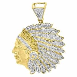 Pendentif en moissanite plaqué or jaune 14K, charme pavé pour hommes amérindiens, 2Ct