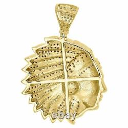 Pendentif en moissanite plaqué or jaune 14K, charme pavé pour hommes amérindiens, 2Ct