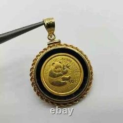 Pendentif en pièce de monnaie en bullion de 1/10 once 999 Panda de Chine Yuan, plaqué or jaune 14K