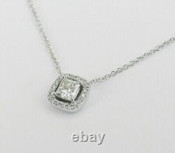 Pendentif époustouflant pour femmes en or blanc plaqué 14 carats avec diamant simulé de coupe princesse