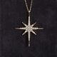 Pendentif étoile Polaire à Diamant Simulé Taillé En 18 Chaînes Plaqué Or Jaune 14k