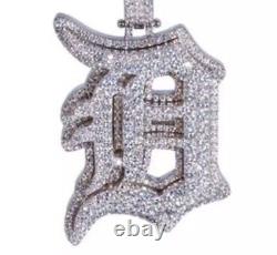 Pendentif personnalisable en moissanite simulée de coupe ronde 5 Ct, plaqué or blanc 14K