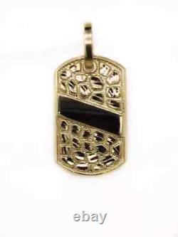 Pendentif personnalisé en argent plaqué or jaune 14K pour hommes, vintage, style dog tag, en forme de nugget.