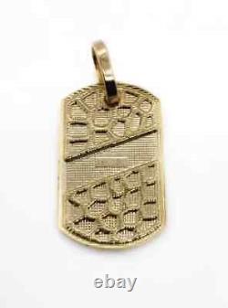 Pendentif personnalisé en argent plaqué or jaune 14K pour hommes, vintage, style dog tag, en forme de nugget.