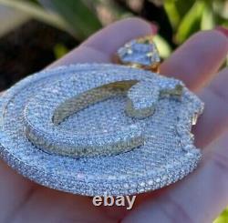 Pendentif personnalisé pour homme en or blanc plaqué 14K avec diamant de moissanite rond de 2,80 carats