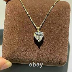 Pendentif solitaire en diamant simulé taille cœur 1Ct en plaqué or jaune 14K