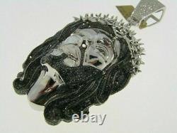 Pendentif visage de Jésus en moissanite noire de 7,00 Ct pour homme plaqué or blanc 14 carats