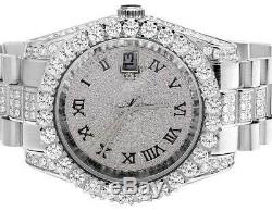 Plaqué Or Blanc Hommes Bijoux Acier Illimités 40mm Simulé Diamond Watch